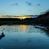 Buy canvas prints of The reflective countryside sunset by David Wilson