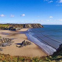 Buy canvas prints of Three Cliffs Bay by Andrew McConochie