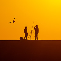 Buy canvas prints of Fishing at Sunset by Andrew McConochie