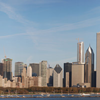 Buy canvas prints of Chicago skyline, panorama 4:1 by Sylvain Beauregard