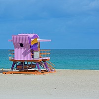 Buy canvas prints of Lifeguard in Miami Beach, horizontal by Sylvain Beauregard