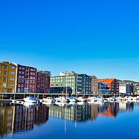 Buy canvas prints of Marina view downtown Trondheim by Sylvain Beauregard