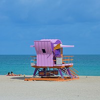 Buy canvas prints of Lifeguard in Miami Beach, vertical by Sylvain Beauregard