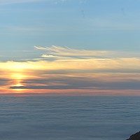 Buy canvas prints of NordKapp panoramic view, with sea fog 3, 3:1 by Sylvain Beauregard