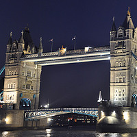 Buy canvas prints of Panoramic London Tower Bridge at night by Sylvain Beauregard