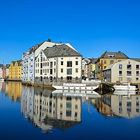 Buy canvas prints of Water reflection in Alesund by Sylvain Beauregard