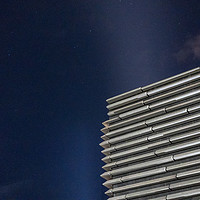 Buy canvas prints of V&A Dundee at night with starry sky by Callum Laird