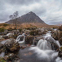 Buy canvas prints of Buachaille Etive Mòr Mountain and Waterfall by Callum Laird