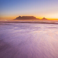 Buy canvas prints of Table Mountain sunset, Cape Town by Justin Foulkes