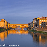 Buy canvas prints of Panoramic view of Ponte Vecchio, Florence, Italy by Justin Foulkes