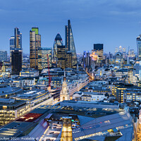Buy canvas prints of The London City Skyline at night by Justin Foulkes