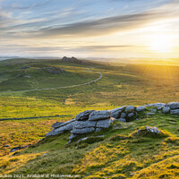 Buy canvas prints of Haytor from Rippon Tor, at sunrise, Dartmoor by Justin Foulkes