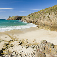 Buy canvas prints of Nanjizal beach at Mill Bay, near Land's End by Justin Foulkes