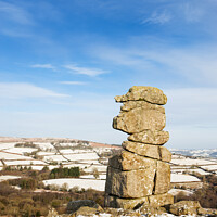 Buy canvas prints of Bowerman's Nose, in winter, Dartmoor by Justin Foulkes