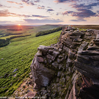 Buy canvas prints of Stanage Edge at sunset, Peak District National Park by Justin Foulkes