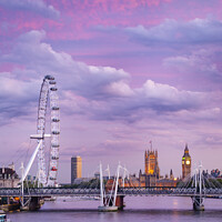 Buy canvas prints of The London Eye and the Houses of Parliament by Justin Foulkes