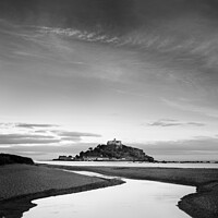 Buy canvas prints of St Michael's Mount, Cornwall - monochrome by Justin Foulkes