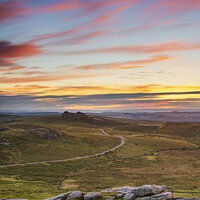 Buy canvas prints of Haytor Rocks Sunrise, from Rippon Tor, Dartmoor by Justin Foulkes