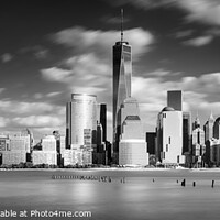 Buy canvas prints of The Manhattan skyline in black and white, New York by Justin Foulkes