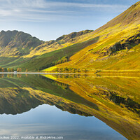 Buy canvas prints of Buttermere reflections, Lake District by Justin Foulkes