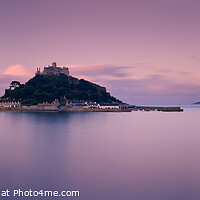 Buy canvas prints of St Michael's Mount Dawn Panorama, Cornwall by Justin Foulkes