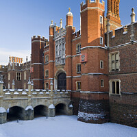 Buy canvas prints of Hampton Court Palace in the snow by Justin Foulkes