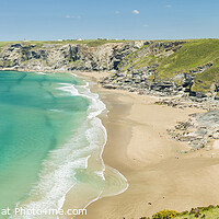 Buy canvas prints of Trebarwith Strand panorama by Justin Foulkes
