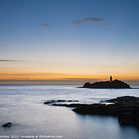 Buy canvas prints of Godrevy Lighthouse at dusk by Justin Foulkes