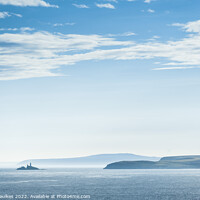 Buy canvas prints of Blue skies over Godrevy Lighthouse, Cornwall by Justin Foulkes