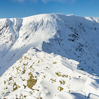 Buy canvas prints of Striding Edge in winter, Helvellyn, Lake District by Justin Foulkes