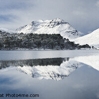 Buy canvas prints of Liathach reflected in Loch Clair, Torridon, Scotland by Justin Foulkes