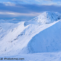 Buy canvas prints of Winter panorama of Ben Nevis from Aonach Mor, Scot by Justin Foulkes