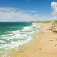 Buy canvas prints of The beach at Watergate Bay, North Cornwall by Justin Foulkes