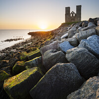 Buy canvas prints of Reculver Towers, at sunrise, Kent by Justin Foulkes
