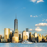 Buy canvas prints of Lower Manhattan skyline over the Hudson, New York  by Justin Foulkes