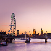 Buy canvas prints of London Eye and Houses of Parliament, London by Justin Foulkes