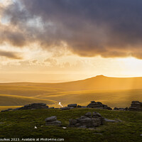 Buy canvas prints of Sunset from Fur Tor, Dartmoor by Justin Foulkes