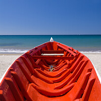 Buy canvas prints of The red Boat, St Lucia, Caribbean by Justin Foulkes
