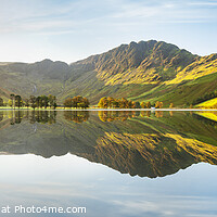 Buy canvas prints of Buttermere Reflections panorama, Lake District by Justin Foulkes