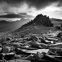 Buy canvas prints of Castle of the Winds, Snowdonia, in black and white by Justin Foulkes