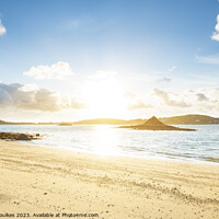 Buy canvas prints of Sunset over Bryher, from Tresco, Isles of Scilly by Justin Foulkes
