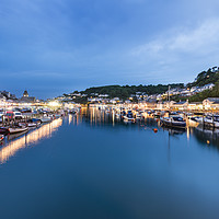 Buy canvas prints of Looe harbour and the river, at night by Justin Foulkes