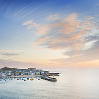 Buy canvas prints of St Ives harbour at sunrise, Cornwall by Justin Foulkes