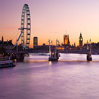 Buy canvas prints of London Eye and the Houses of Parliament, London by Justin Foulkes
