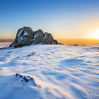 Buy canvas prints of Haytor after snow, at sunrise, Dartmoor, Devon by Justin Foulkes