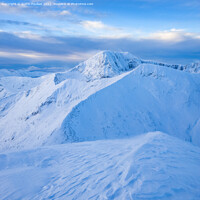 Buy canvas prints of Winter view of Ben Nevis and Carn Mor Dearg from A by Justin Foulkes