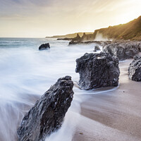 Buy canvas prints of Rocks at Great Mattiscombe Sands, South Devon by Justin Foulkes