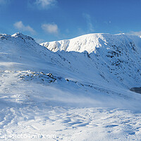 Buy canvas prints of Striding Edge winter panorama, Helvellyn by Justin Foulkes