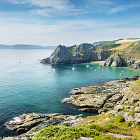 Buy canvas prints of Gammon Head and Elender Cove, near Prawle Point, S by Justin Foulkes