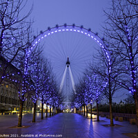 Buy canvas prints of The London Eye at night by Justin Foulkes